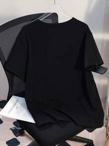 ADVENTURE TIME X SHEIN 大码休闲卡通狗印花短袖 T 恤，夏季 - 黑色 - 查看 2