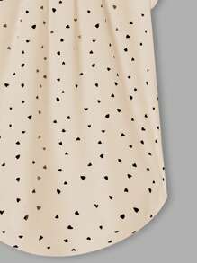 EMERY ROSE 女式休闲心形印花褶饰花瓣袖衬衫，夏季