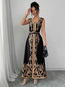 Chiquease Women's Elegant Commuter Flower Print Sleeveless Dress - Black - View 6