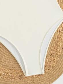 Swim Mod 女士纯色 V 领镂空连体泳衣，适合夏季海滩度假