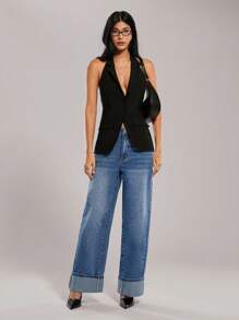 Forever 21 Quần ống rộng dáng rộng cho nữ mùa thu đông/Ngày lễ tình nhân/Ngày lễ tình nhân/Trang phục công sở cho nữ/Quần câu lạc bộ/Xanh nhạt/Đã giặt/Cổ điển/Quần jean denim/Quần jean nữ năm mới/Dự tiệc/Ngày lễ/Y2k/Cạp trễ/Ống thẳng/Xanh đã giặt có túi/Phong cách đường phố/Sang trọng/Quần jean thường ngày/Quần jean nữ cao/Quần jean/Quần jean ống rộng cạp trễ/Cổ điển/Quần jean Y2k/Quần jean dáng rộng thường ngày - Xanh đậm - Xem 6