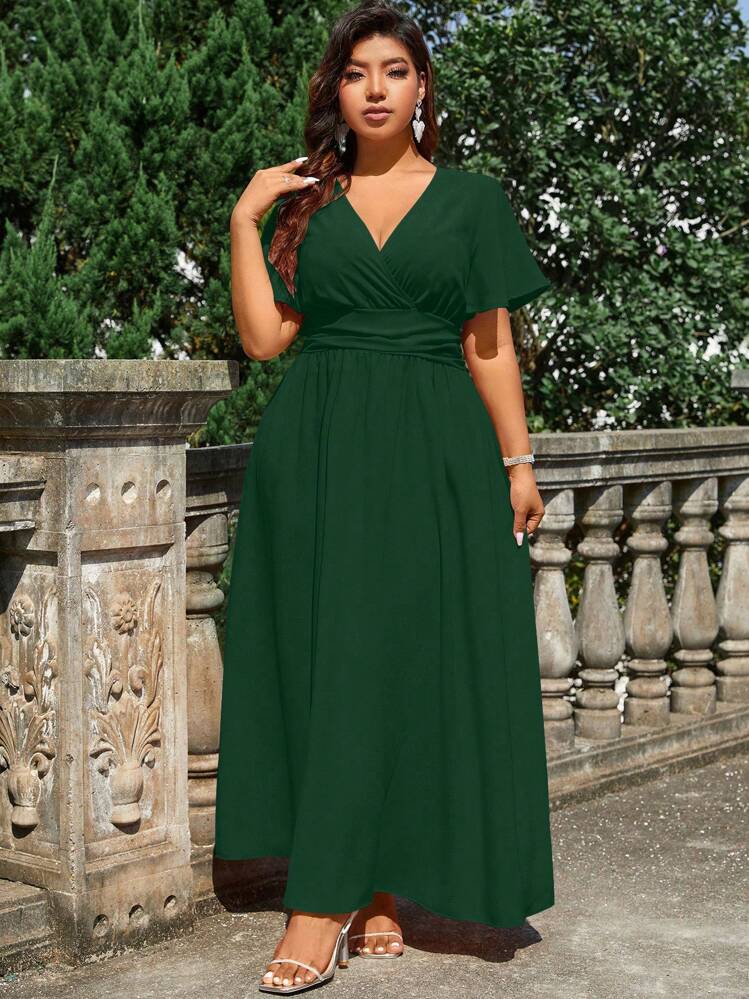 plus size green christmas dress Plus Size Lesleyanne Midi Dress- Green 1X / Green at Curvy Sense