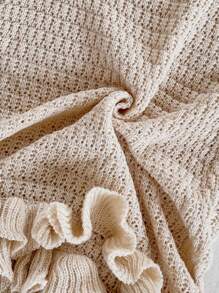 Soleia Vestido de suéter con volantes en el bajo y espalda descubierta, ideal para vacaciones - Albaricoque - Ver 7