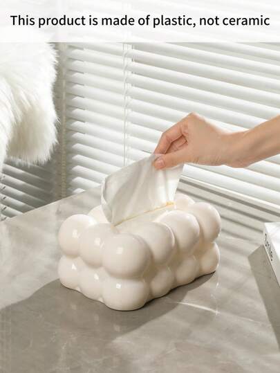 SHEIN 1 صندوق مناديل من البلاستيك بشكل السحابة البيضاء ، صندوق تخزين للمناديل في المنزل، المطبخ، غرفة النوم، غرفة المعيشة، غرفة الطعام، إكسسوارات الديكور المنزلي