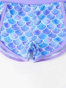 年轻女孩花卉印花吊带背心比基尼套装泳衣