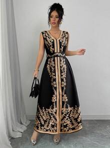 Chiquease Women's Elegant Commuter Flower Print Sleeveless Dress - Black - View 5