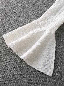 INAWLY Minimalist Casual Everyday Bubble Cloth T-Shirt Fall Cloth For Women - Apricot - View 5