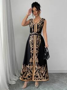 Chiquease Women's Elegant Commuter Flower Print Sleeveless Dress - Black - View 3