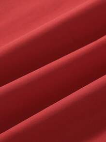 SHEIN 青少年男孩纯色短袖简约休闲衬衫，适合夏季 - 紅色 - 查看 7