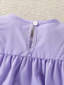 SHEIN Vintaside Kids 2pcs Baby Girl Lovely Floral Print Round Neck Short Puff Sleeve Casual Dress - Multicolor - View 3