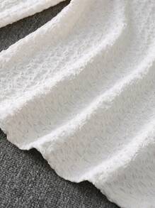 INAWLY Minimalist Casual Everyday Bubble Cloth T-Shirt Fall Cloth For Women - Apricot - View 3