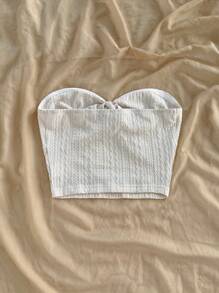 Soleia Top sans bretelles texturé et ajouré avec broderie, adapté pour les festivals de musique, le style bohème, les sorties en vacances, le thé de l'après-midi - Multicolore - Voir 6