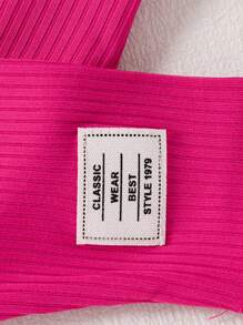 SHEIN Baby Girl Flower Print Ribbed Crew Neck Sweatshirt And Rib Knit Leggings 2 Pieces Set, Comfortable & Fashionable For Autumn/Winter - Hot Pink - View 7