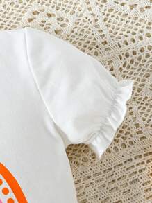 SHEIN 2 pièces/Set Top à manches courtes imprimé arc-en-ciel pour fille avec jupe portefeuille à taille nouée + sac