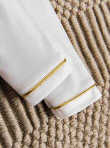 Baby Boy Fashion Star & Moon Print Long Sleeve Bodysuit, Autumn/Winter - White - View 6