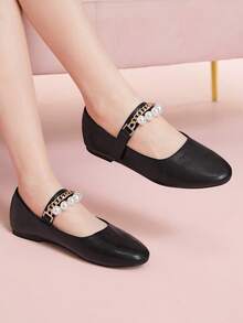 CUCCOO DOLLMOD Zapatos planos de mujer elegantes con cruce y detalles en diamante, cómodos de caucho - Negro - Ver 3