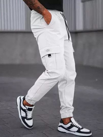 Manfinity LEGND 男士字母刺绣工装口袋慢跑裤，秋季