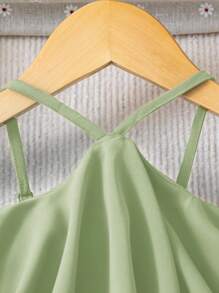 SHEIN Baby Girl Casual Green Ruffle Strap Romper - Mint Green - View 5