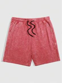 ROMWE MEN Street Life Men's Drawstring Waist Pocket Loose Casual Versatile Shorts - Red - View 1