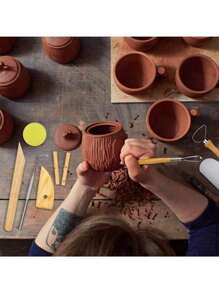 8pcs/Set Wood Pottery Sculpture Clay Cleaning Tools Kit Including Clay Cutting, Modeling, Trimming Tools Perfect For Beginners To Smooth, Clean, Carve, Shape And Sculpt Pottery - Beige - View 9