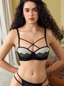 Charlaine Charlaine Elegante, sexy kleurblok-kanten patchwork lingerie-bh