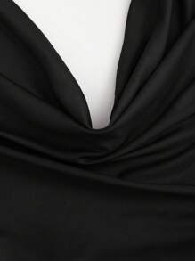 Sweetra 女式复古垂坠领露背吊带背心和鱼尾下摆半身裙两件套，两件套女式半身裙 - 黑色 - 查看 4