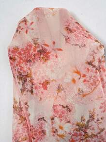 SHEIN Clasi 女式春夏花卉印花优雅泡泡袖连衣裙 - 粉色 - 查看 5