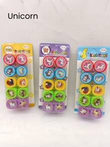 24/12/6 件装独角兽什锦印章自印章派对礼物宝箱奖品教室复活节彩蛋填充玩具教室奖品，DIY 派对礼物 - 彩色 - 查看 5