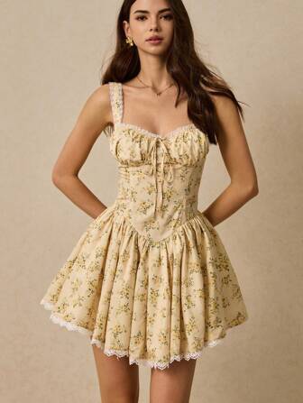 Poéselle Women Mini Floral Tank Dress ,Minimalist Stylish Suitable For Summer,Dresses For Women Elegant,Sun Dresses For Women,Summer Outfits For Women