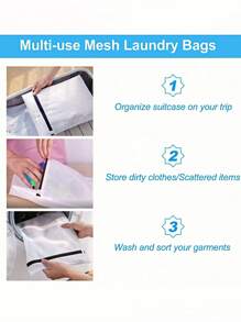 SHEIN 1pc White Mesh Lingerie Laundry Bags Set, Bra Laundry Bags With Zips, Honeycomb Mesh Material, Effective Filter Impurities, Supporting Frame Effectively Prevents Deformation During Laundry, Suitable For Cleaning Bras, Sweaters,Underwear, Light Scarfs, Stockings
