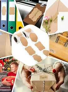 300 buc/rolă autocolant pentru etichete din hârtie kraft de culoare solidă, etichetă autocolantă pentru studenți, școală, birou și multifuncțional.