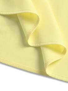 SHEIN Essnce 女士纯色休闲夏季甜心领泡泡袖时尚派对海滩优雅迷你连衣裙 - 黃色 - 查看 5