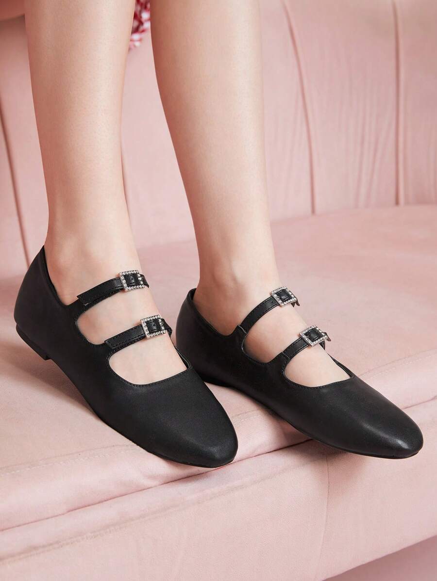 CUCCOO DOLLMOD Women's Round Toe Retro Sweet Cute Flats, Good For Spring & Summer Casual Outfits - Black - View 1