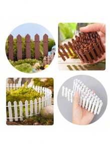1 件 35 英寸微型仙女花园栅栏，装饰性白色木制尖头栅栏，迷你木制花园栅栏，适用于工艺品、DIY 模型项目、玩具屋、花盆 - 彩色 - 查看 3