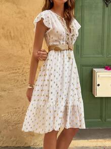 Weeklong 女式波西米亚风深 V 领收腰复古印花连衣裙 - 彩色 - 查看 1