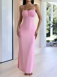 SHEIN Unity Vestido casual de longitud media para mujer, minimalista y de moda para uso diario