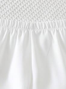 SHEIN 女婴杏色和红色花卉印花前系带背心和裤子 2 件套服装，夏季 - 白色 - 查看 5