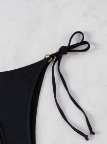 Swim Basics Bottom de traje de baño de mujer de verano tejido con abertura lateral, en color negro