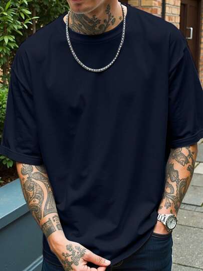 Manfinity Homme Tricou cu mânecă scurtă, ocazional, cu mânecă scurtă, pentru bărbați