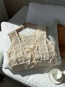 Comfortcana Women's Summer Boho Western Cowgirl Style Solid Color Simple Stylish Sweater Vest Summer For Women,Summer - Beige - View 7