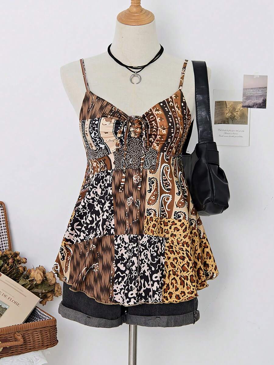 Elamini 女式复古风格低胸吊带背心，春/夏