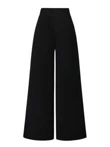 SHEIN Clasi Women's Minimalist Office Pants With Chain Decor - Black - View 2