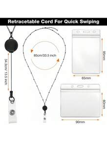 1 Bộ Dây đeo huy hiệu nữ, Dây chuyền huy hiệu có cuộn huy hiệu có thể thu vào, Bao gồm 2 ngăn đựng thẻ ID, Dành cho bé gái, Y tá, Nhân viên văn phòng Trở lại trường học - Nhiều màu - Xem 8