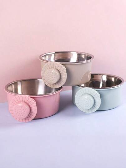 防倾倒不锈钢悬挂式狗碗，二合一宠物碗，用于盛水和食物，适用于狗笼