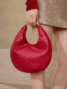 MOTF PREMIUM WOMEN'S FASHION TEXTURED EMBOSSED TOP HANDLE BAG - Red - View 2