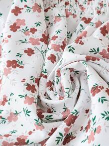 SHEIN LUNE Chemise à manches évasées et épaules dénudées à fleurs Ditsy pour grandes tailles, design ample et flatteur pour l'automne, style campagne - Multicolore - Voir 3