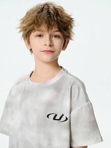 SHEIN 青少年男孩字母印花圆领短袖 T 恤和短裤休闲装 - 白色 - 查看 6