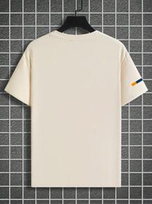 Manfinity Homme Plus Size Men's Letter Print Round Neck Short Sleeve Casual T-Shirt