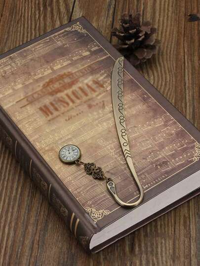 SHEIN 1/2 قطعة دبابيس كتب على شكل ساعة جيب معدنية عتيقة