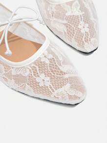 CUCCOO HITCHD Spring/Autumn 2025 New Arrival Wedding Style Mesh Mary Janes With Bow Decor, Solid Color Comfortable Casual Square Toe Flat Shoes, Versatile